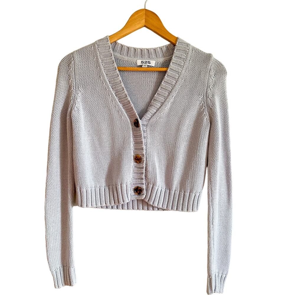 525 America Blue Knit Button Cardigan